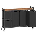 HOOBRO Laundry Sorter with 5 Compartments & Removable Bags, Rustic Brown, 170L Capacity