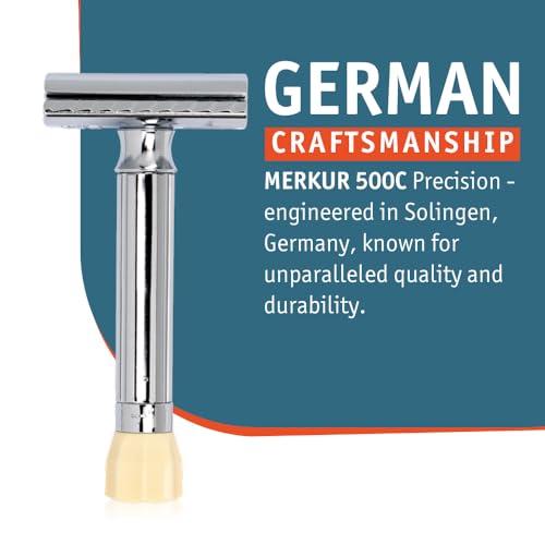 MERKUR Progress 500MK-500001 Adjustable Double Edge Safety Razor - German Craftsmanship, Plastic-Free Handle, Dial Control