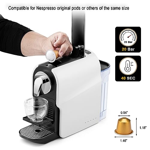 Espresso Capsule Coffee Maker with 20 Bar Pump, Removable Water Tank, Adjustable Cup Tray