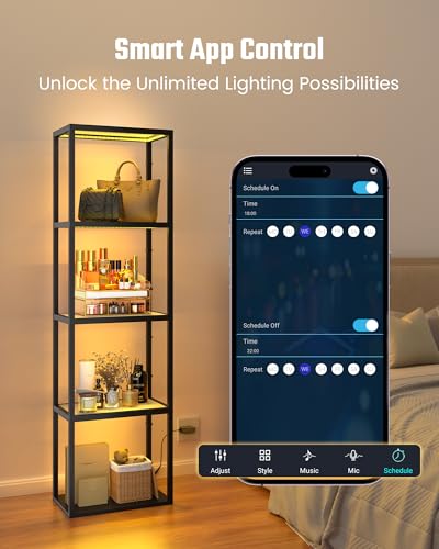 Superdanny RGB Light Display Cabinet with App & Remote Control, Dimmable LED