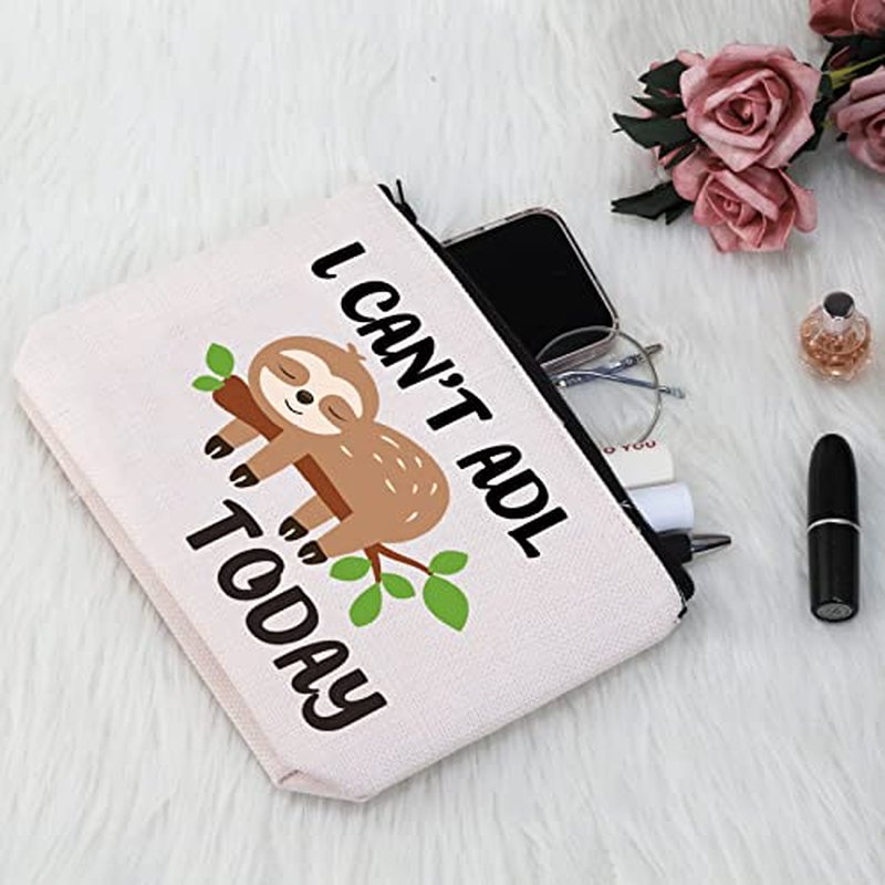 G2TUP Occupational Therapy Therapist Gift I Can't ADL Today Makeup Bag OT Life Sloth Bag Occupational Therapist Joke Gift