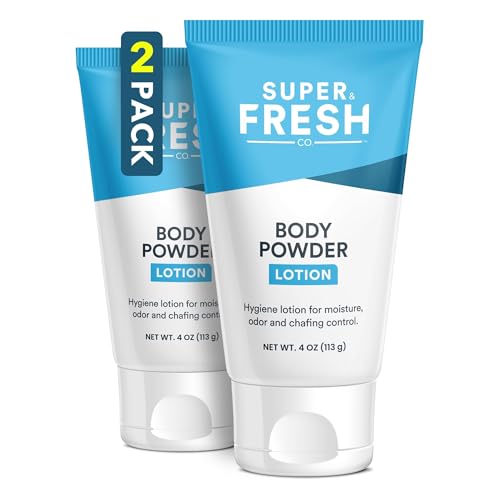 Super Fresh Body Powder Lotion 4oz Pack of 2 Talc-Free Anti-Chafing Moisturizer