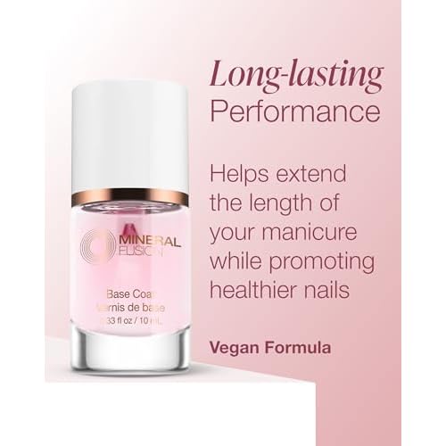 Mineral Fusion Base Coat Nail Treatment - Extend the Length of Manicures - Protect Against Chipping, Peeling Nail Polish - Long Lasting, Nail Strengthener - Vegan, No Harsh Ingredients - 0.33 Fl Oz