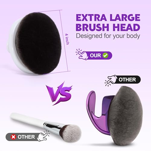 Blend & Blur Extra Large Body Makeup Brush- Self Tanner Brush with Long Handle for Face/Back/Leg Makeup & Bronzer, Kabuki Brush for Lotion, Makeup and Sunscreen, Tanner and Cream with Cleaning Mat