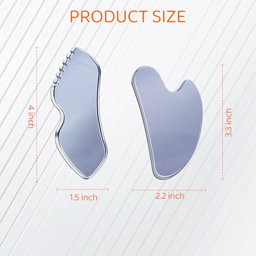 2Pcs Terahertz Gua Sha Facial Tools Set Stone for Lymphatic Drainage, Reduced Puffiness, Relieved Facial Tension ? 100% Natural Terahertz Stone Skin Care Tools