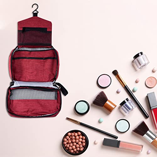 PATIKIL Travel Toiletry Bag, Portable Makeup Organizer Waterproof Toiletry Bag with Hanging Hook for Men and Women, Wine Red