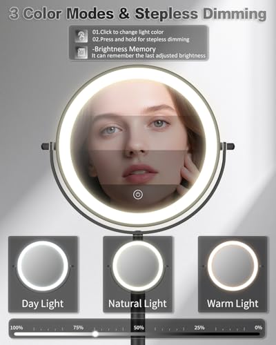 VFD 8'' 30X/1X Magnifying Lighted Makeup Mirror with Adjustable Stand