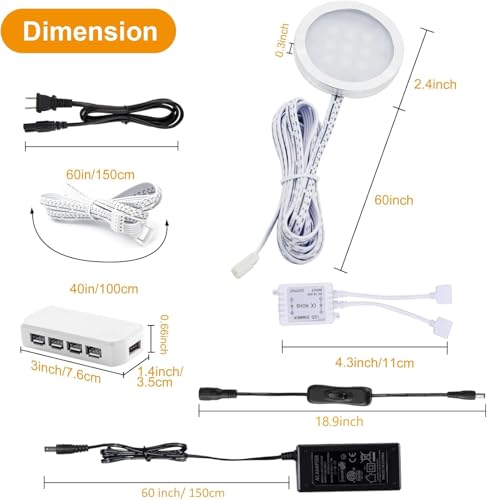 RGBWW Under Cabinet Puck Lights 12 Pack Dimmable Kitchen & Closet Lighting Kit