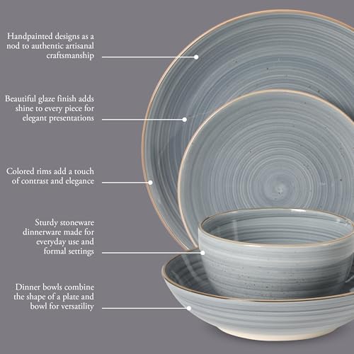 Service for 4 Stonebury 16-Piece Handpainted Dinnerware Set - Assorted Colors