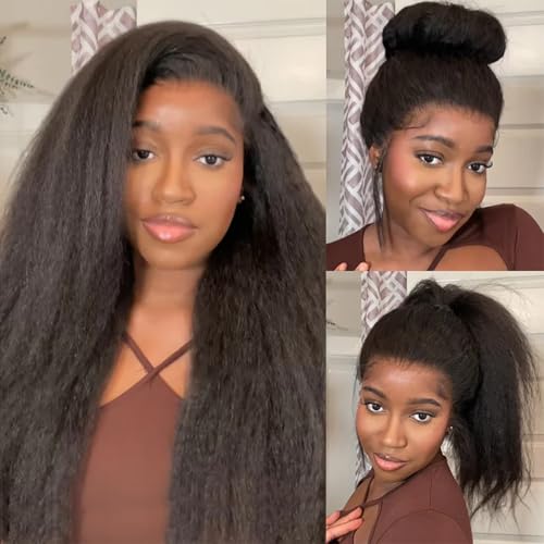 12 Inch Kinky Straight Hair Bundles - Yaki Human Hair Extensions #1B-KS