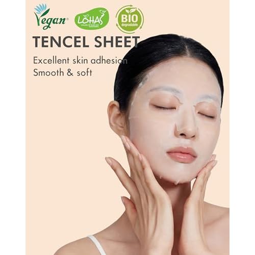 DERMAL Seoul Face Snail Mucin 5-Min Quick Sheet Mask 36 Count Bulk, Korean Morning Pull-Out Dispenser with Tweezers, Red Ginseng Green Tea Antioxidant Face Mask for Skin Renewal, Vegan Tencel