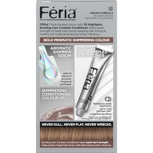 L'Oreal Paris Feria Multi-Faceted Shimmering Permanent Hair Color, B61 Downtown Brown (Hi-Lift Cool Brown), Pack of 1 Hair Dye Kit