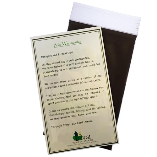 Palm Ashes and Blessing Card | For use at Ash Wednesday Services | Christian and Catholic Church Supplies | Black | Serves Congregation of 500 People