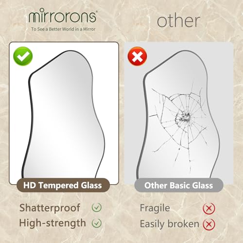 Irregular Cloud Wall Mirror 47x21 Inch Black Vanity Mirror - Asymmetric Design