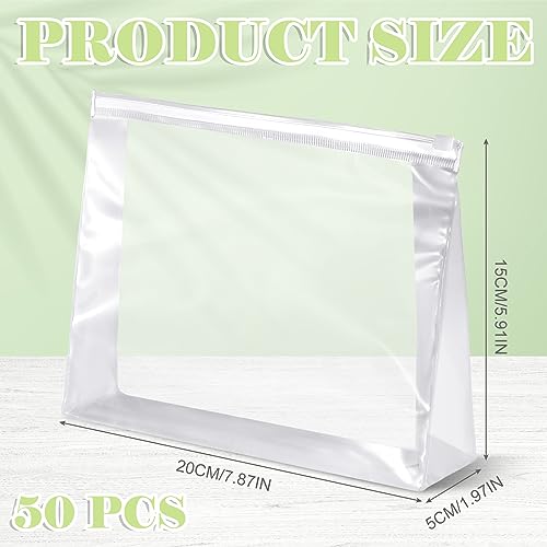 Xuniea 50 Pcs Mini Clear Makeup Bag Small Clear Zipper Pouch Travel Plastic Cosmetic Organizer Waterproof for Toiletries Swimsuit Bikini Bathing Suit(7.9'',Transparent)