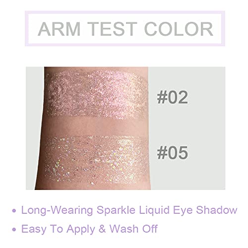 SUAKE Liquid Sparkling Glitter Eye Shadow Sticks ? Crystal Silver Golden Eyeshadow, Eyeliner, Eyelid Shimmer Highlight Makeup, sombra de para ojos,Waterproof Quick-Drying