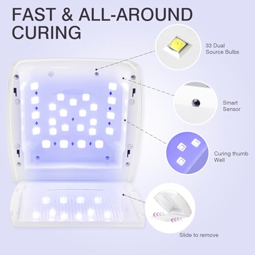 Cordless UV LED Nail Lamp 66W Rechargeable Gel Curing Light - Black