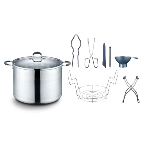 Stainless Steel Canning Pot Set - 20 Quart with Rack & Accessories, Induction Compatible