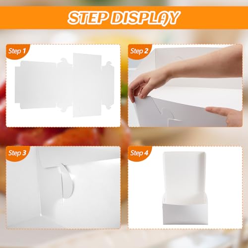 Ireer 50 Pack White Cake Boxes 16 x 16 x 6 Inch Bakery Transport Containers