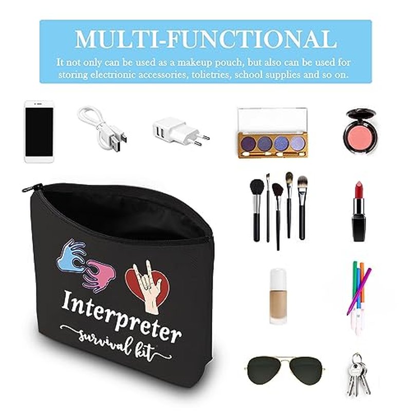 GJTIM Interpreter Zipper Pouch Survival Kit Gift Makeup Bag for ASL Sign Language
