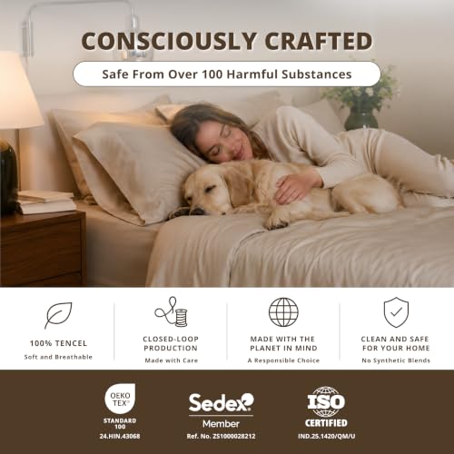 Oat Milk Tencel Sheet Set - Queen 4PC Deep Pocket Bed Linens