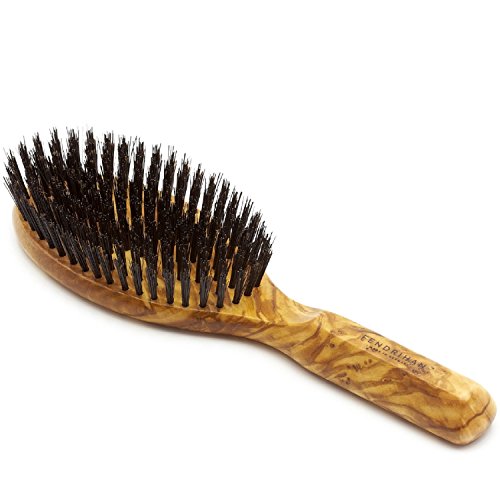 Men's Oval Hairbrush with Pure Bristle and Olivewood Handle - Made in Germany