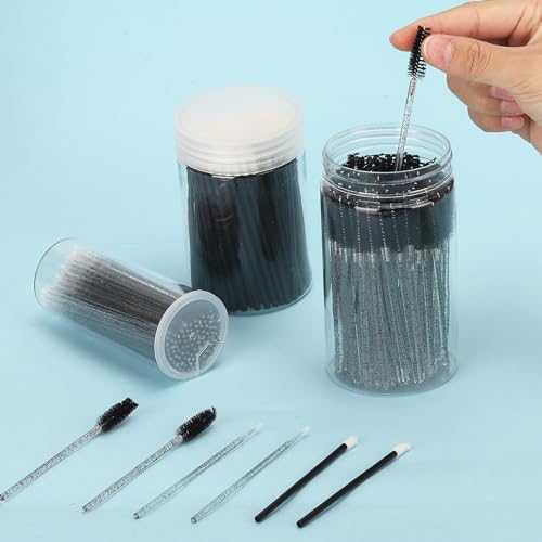 Black Eyelash Extension Supplies Kit 1500pcs with Mascara Wands Lip Brushes Micro Swabs