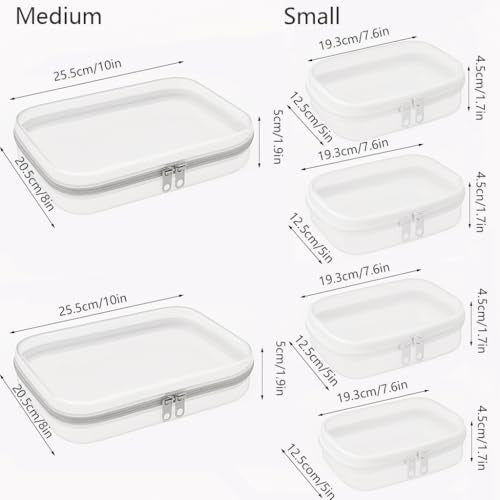QSTCONGLAN 6Pcs Clear Hard Shell Travel Organizer Cases Set C White