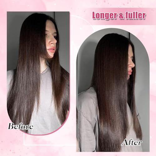 Dark Brown Clip in Hair Extensions 7 Pcs 120g 24 Inch Human Hair Voluminous