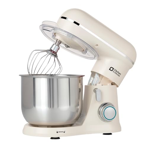 Kitchen in the Box 3.5 Qt Stand Mixer - Cream White Compact Electric Kitchen Mixer for Baking