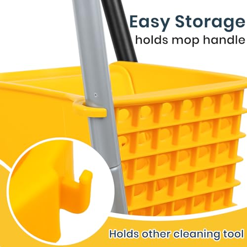 35 Quart Commercial Mop Bucket with Side Press Wringer & Wheels for Floor Cleaning