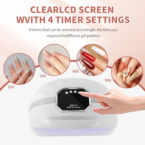 Pink 268W UV LED Nail Lamp for 2 Hands/Feet Large Curing Space - Manicure Tool
