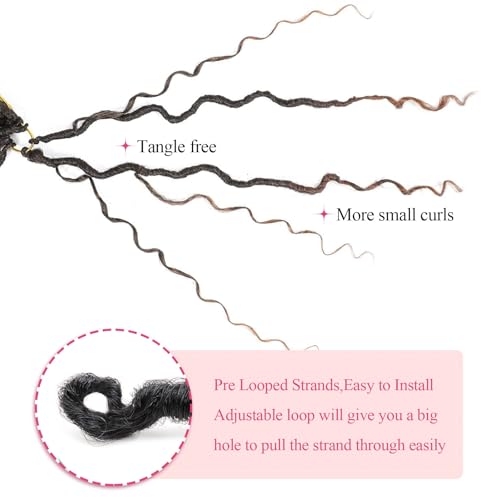 14 Inch Faux Locs Crochet Hair 8 Pack Goddess Locs with Curly Ends - 1B/30