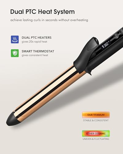1 Inch Titanium Curling Iron - Anodized for Soft Bouncy Curls - FUNBUGS