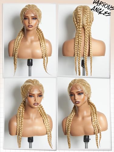 GORGIUS Blonde Braided Lace Front Wigs HXB11 M27613 Pre-Plucked Knotless Synthetic Box Braiding Wig for Women