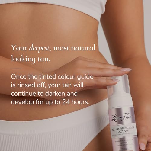 Loving Tan Deluxe Bronzing Mousse, Medium + Deluxe Applicator Mitt - Streak Free, Natural looking, Professional Strength Sunless Tanner - Cruelty Free, Naturally Derived DHA - 4 FL Oz