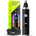 Nose Hair Trimmer for Men and Women, USB Rechargeable Electric Facial and Ear Hair Remover with LED Display, Dual-Edge Blades for Smooth, Painless Eyebrow Grooming (Black)