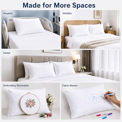 White 48 Pack Standard Pillow Cases with Envelope Closure - Microfiber Bedding