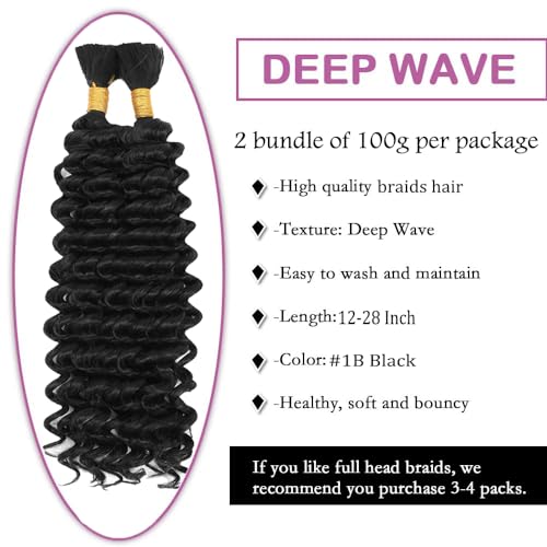HuxoWax 1B Boho Braiding Hair - Pre-Stretched Natural Black Human Hair 24 Inch