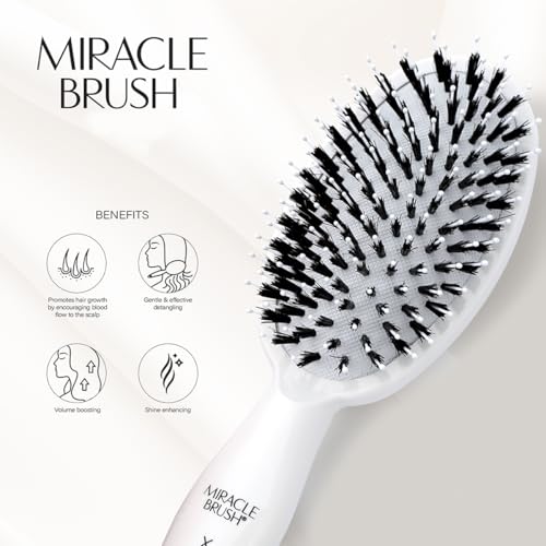 Hairtamin White Paddle Hair Brush for All Hair Types, Detangling & Styling