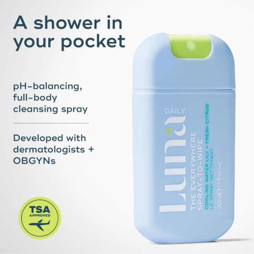 Luna Daily Spray-To-Wipe 2 Pack - Citrus & Water Lily, No Rinse Skin Refresh