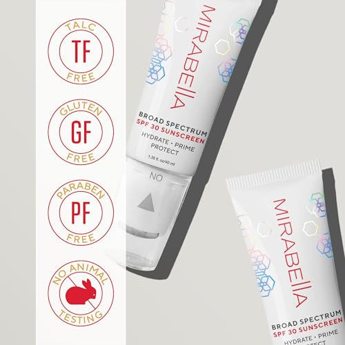 MIRABELLA - Hydrate Prime Protect Face Primer with SPF 30, Age-Defying SPF Moisturizer Sunscreen Roller, Skincare Essential with Hyaluronic Acid, 1.35 fl. oz Face Roller Applicator, All Skin Types
