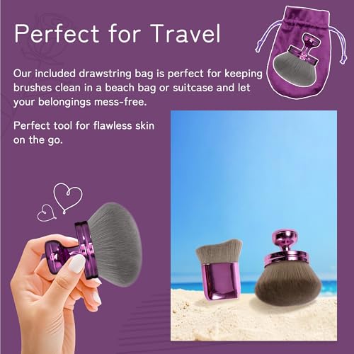 Purple BABYSHEEP Large Face & Body Makeup Brush Set with Drawstring Bag - 2 Pieces