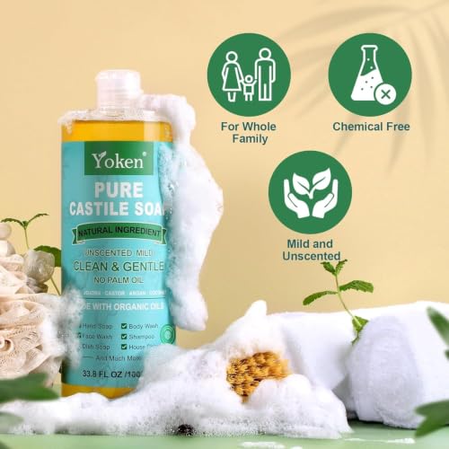 Unscented Castile Liquid Soap 67 Oz - Pack of 2, Organic & Multi-Purpose