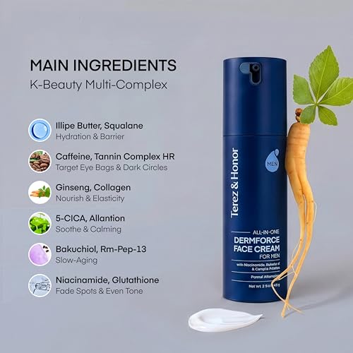 Men's 6-in-1 Face Moisturizer with Niacinamide & Caffeine – Hydrating Anti-Aging Cream, 2.8oz, Includes Original Pack