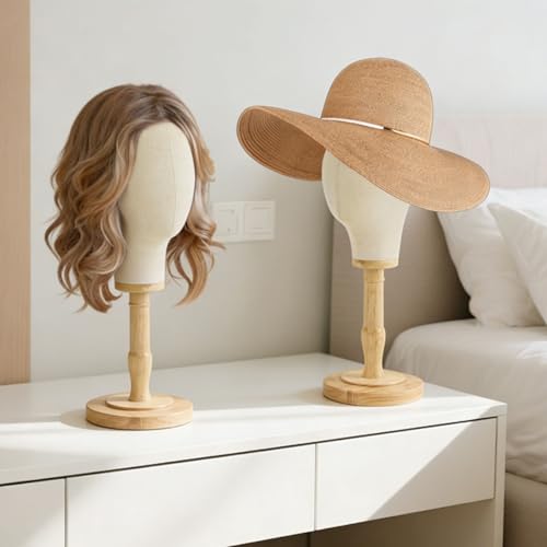 Beauty Star 19.69-Inch Tall Wig Stand with Detachable Wooden Base for Wigs & Hair Styling