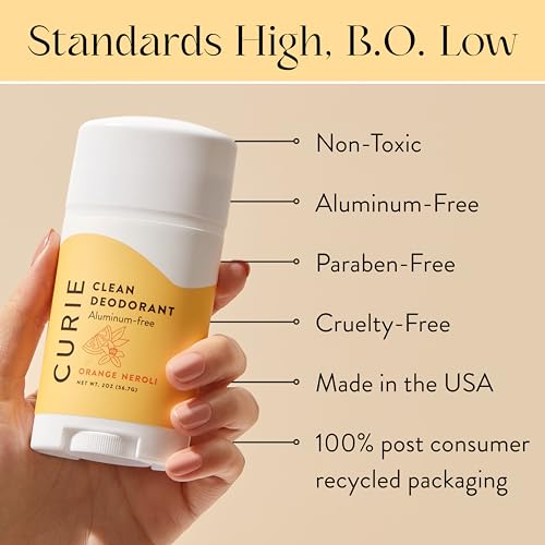 Curie Orange Neroli Natural Aluminum-Free Deodorant 2oz Stick for Women (Pack of 1)