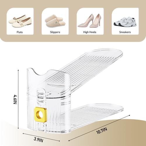 Gold Shoe Slot Organizer 36 Pack Double Layer Stack Shoe Rack Space Saver