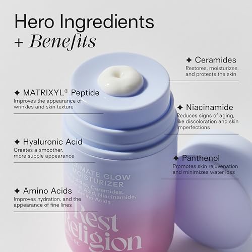 Glowing Face Moisturizer with Peptides, Ceramides & Hyaluronic Acid for Dry Skin