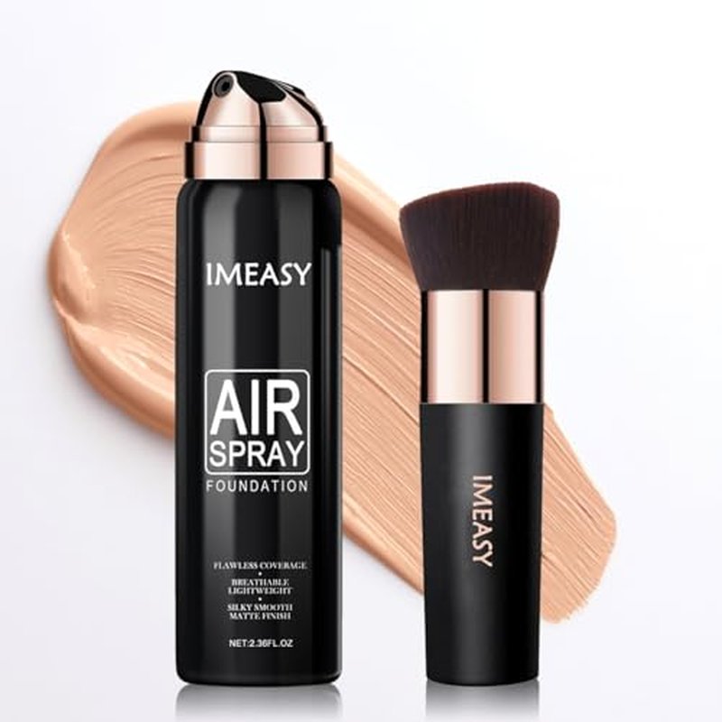 Airbrush Makeup Foundation Spray, Flawless Full Coverage Foundation, Long-Lasting, Breathable & Moisturizing for Older Women, Teens, and Mature Skin, Buildable Coverage for Smooth Radiant Skin (NUDE)
